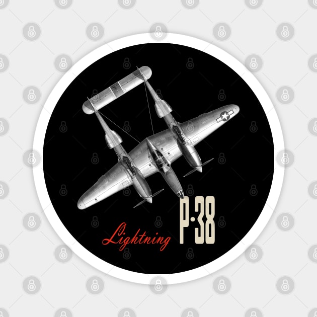 P-38 Lightning WW2 fighter aircraft airplane Magnet by Jose Luiz Filho